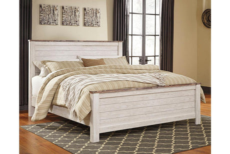 Willowton Whitewash King Panel Bed by Ashley at Eve Furniture