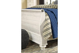 Willowton Whitewash King Sleigh Bed by Ashley at Eve Furniture