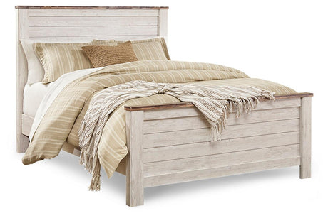 Willowton Whitewash Queen Panel Bed by Ashley at Eve Furniture