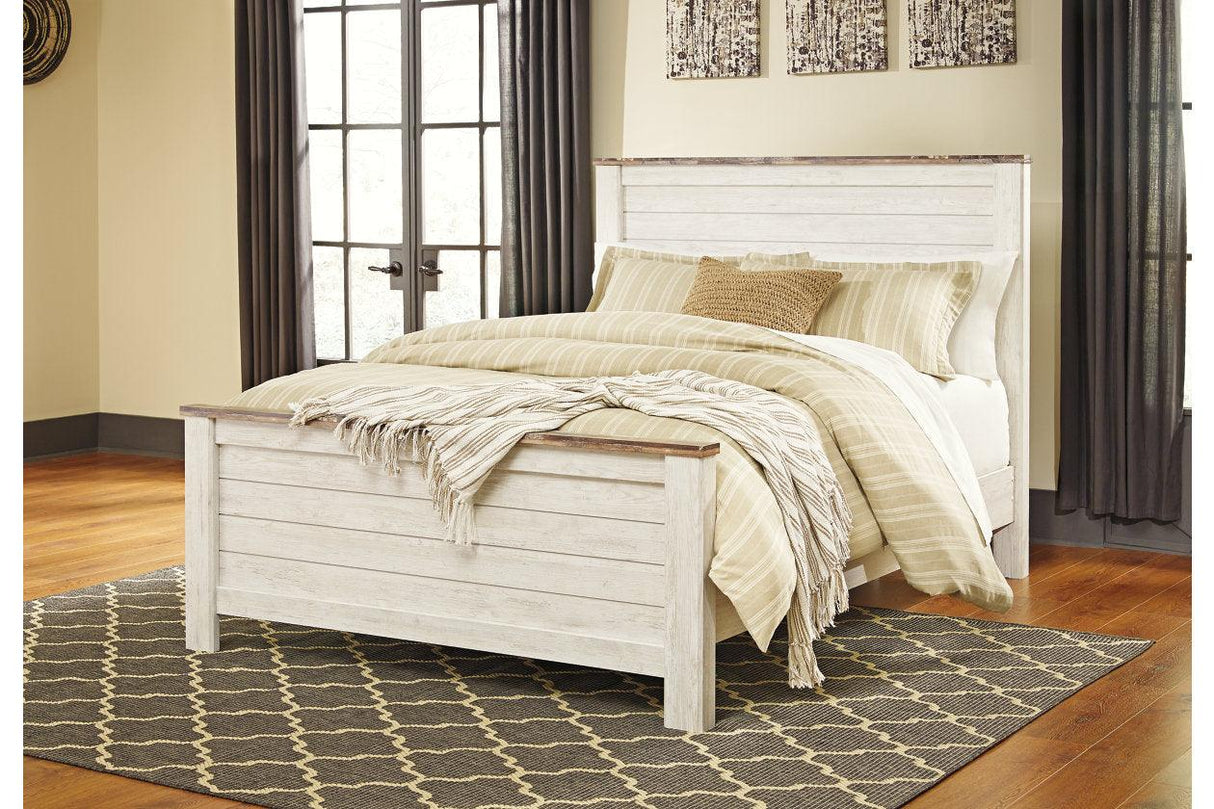 Willowton Whitewash Queen Panel Bed by Ashley at Eve Furniture