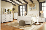 Willowton Whitewash Queen Sleigh Bed by Ashley at Eve Furniture