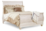 Willowton Whitewash Queen Sleigh Bed by Ashley at Eve Furniture