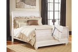 Willowton Whitewash Queen Sleigh Bed by Ashley at Eve Furniture