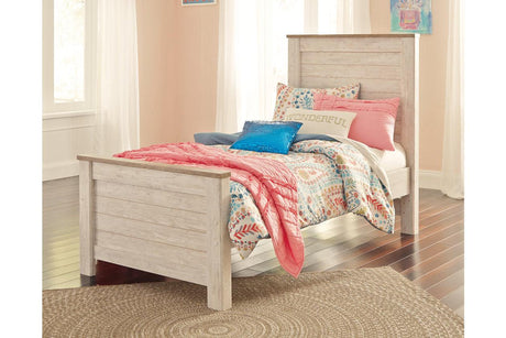 Willowton Whitewash Twin Panel Bed by Ashley at Eve Furniture