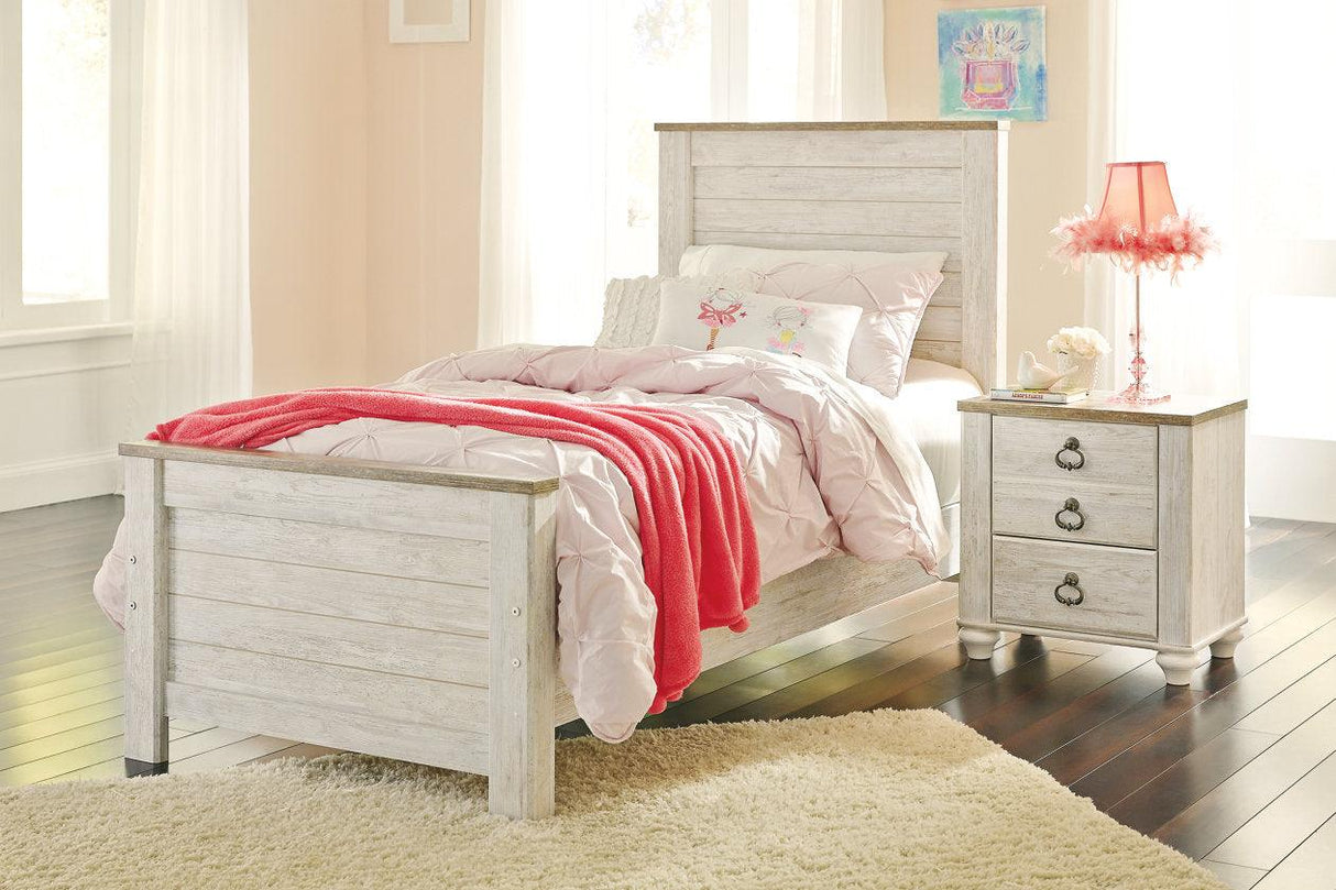 Willowton Whitewash Twin Panel Bed by Ashley at Eve Furniture
