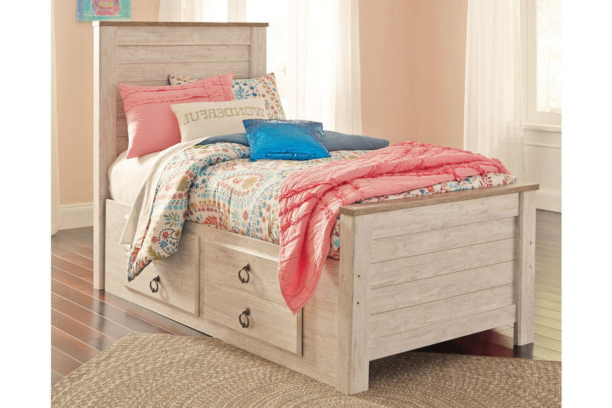 Willowton Whitewash Twin Storage Platform Bed with 2 Drawers by Ashley at Eve Furniture