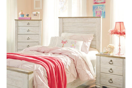 Willowton Whitewash Twin Panel Bed by Ashley at Eve Furniture