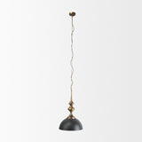 Willson Black Iron W/Antique Brass Dome Pendant Light by Mercana at Eve Furniture