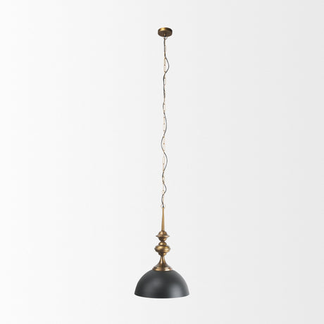 Willson Black Iron W/Antique Brass Dome Pendant Light by Mercana at Eve Furniture