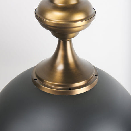 Willson Black Iron W/Antique Brass Dome Pendant Light by Mercana at Eve Furniture