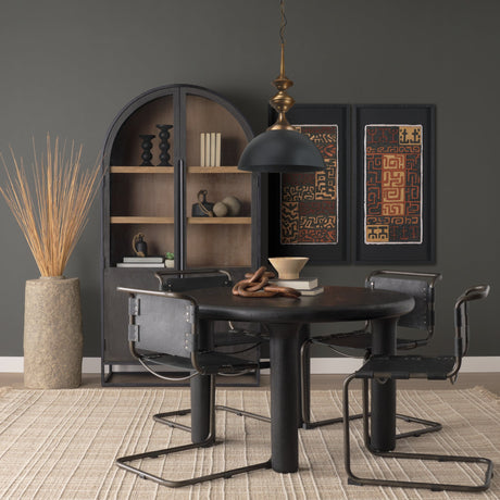 Willson Black Iron W/Antique Brass Dome Pendant Light by Mercana at Eve Furniture