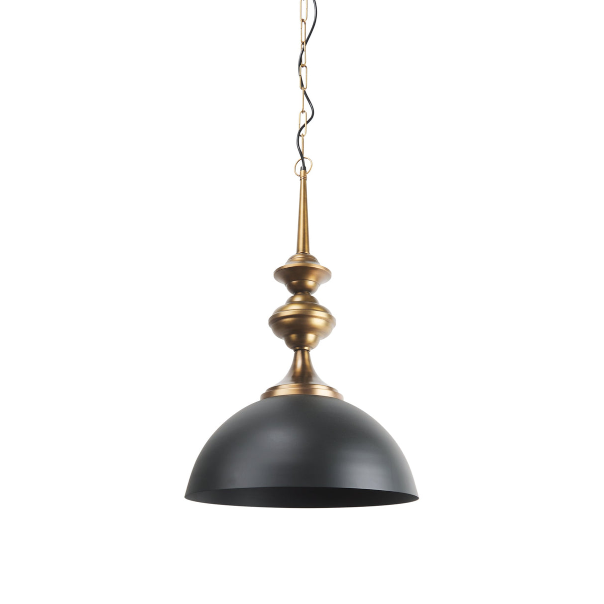 Willson Black Iron W/Antique Brass Dome Pendant Light by Mercana at Eve Furniture