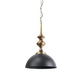 Willson Black Iron W/Antique Brass Dome Pendant Light by Mercana at Eve Furniture