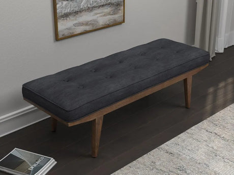 Wilson Taupe/Natural Upholstered Tufted Bench by Coaster at Eve Furniture