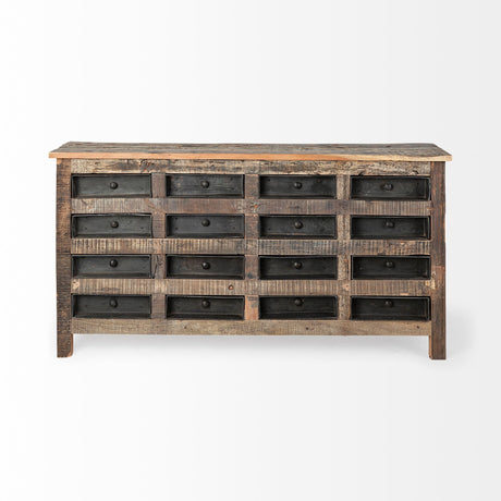 Wilton I Reclaimed Wood and Metal 16 Drawer Sideboard by Mercana at Eve Furniture