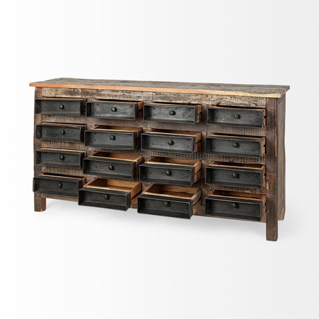 Wilton I Reclaimed Wood and Metal 16 Drawer Sideboard by Mercana at Eve Furniture