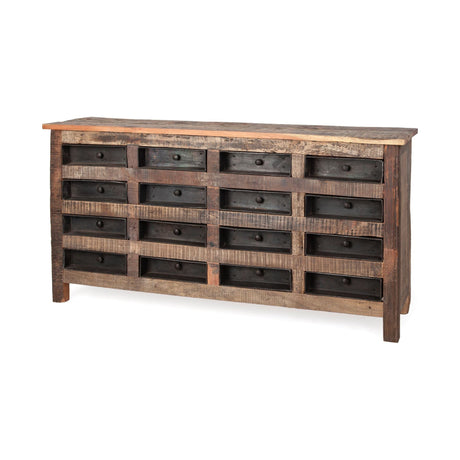 Wilton I Reclaimed Wood and Metal 16 Drawer Sideboard by Mercana at Eve Furniture