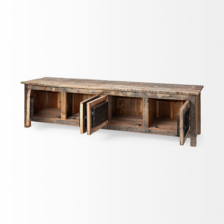 Wilton II Reclaimed Wood and Metal Media Console by Mercana at Eve Furniture