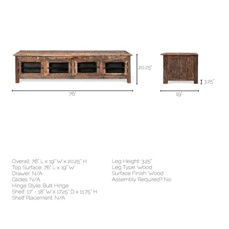 Wilton II Reclaimed Wood and Metal Media Console by Mercana at Eve Furniture