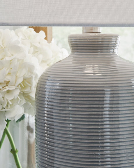 Wimlow Gray Blue Table Lamp by Ashley at Eve Furniture