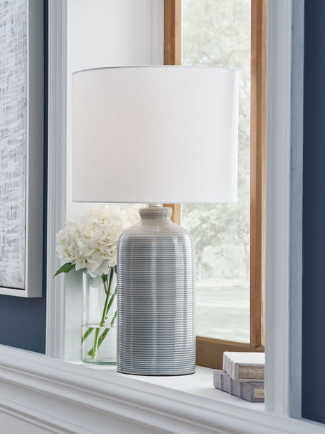 Wimlow Gray Blue Table Lamp by Ashley at Eve Furniture