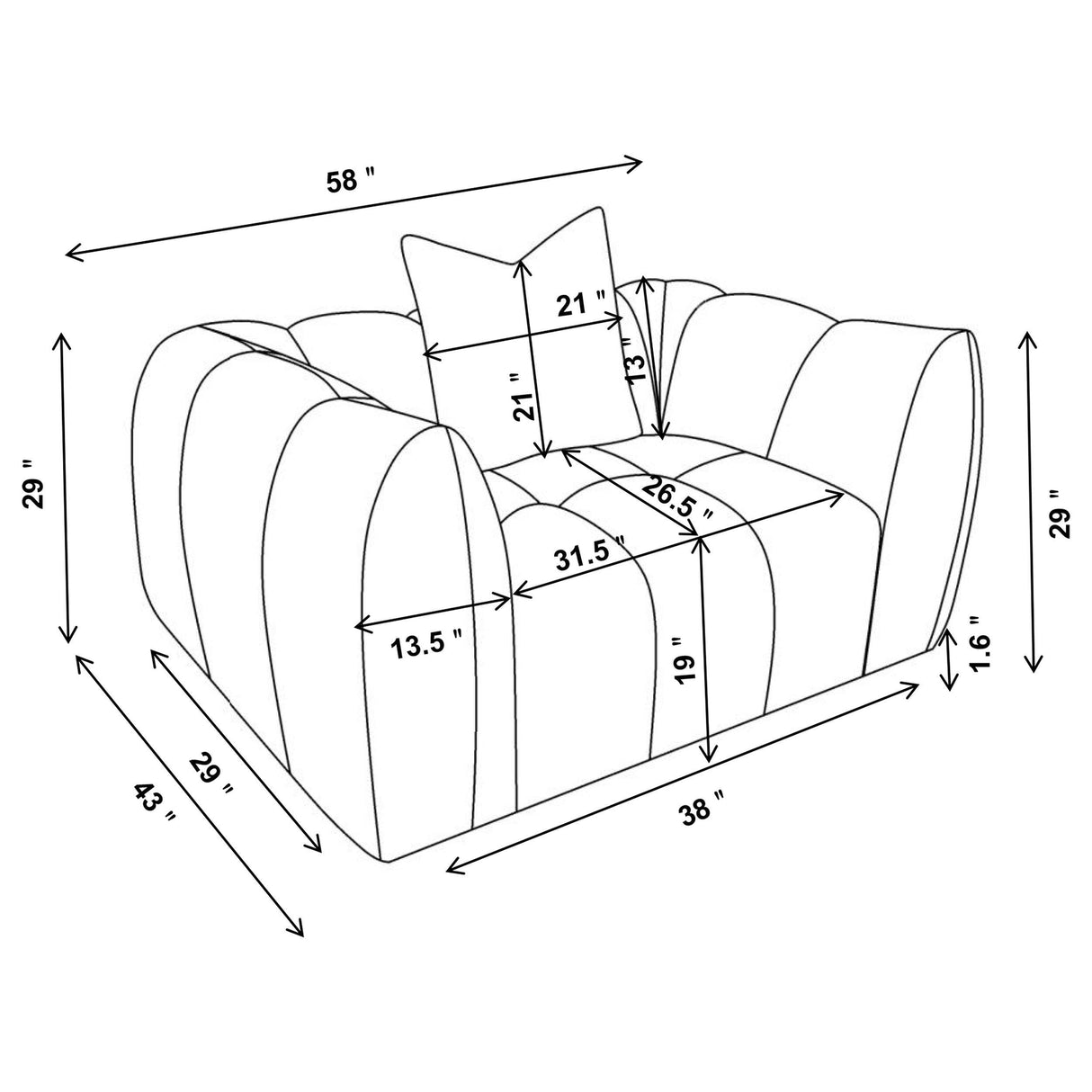 Winchester Boucle Upholstered Chair and a Half Sand Pebble by Coaster at Eve Furniture