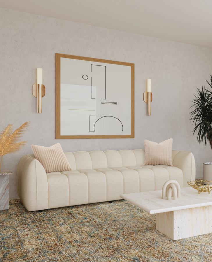 Winchester Sand Pebble Boucle Upholstered Extra Long Sofa by Coaster at Eve Furniture