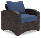 Windglow Blue/Brown Outdoor Lounge Chair with Cushion