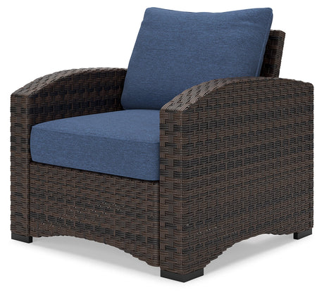 Windglow Blue/Brown Outdoor Lounge Chair with Cushion