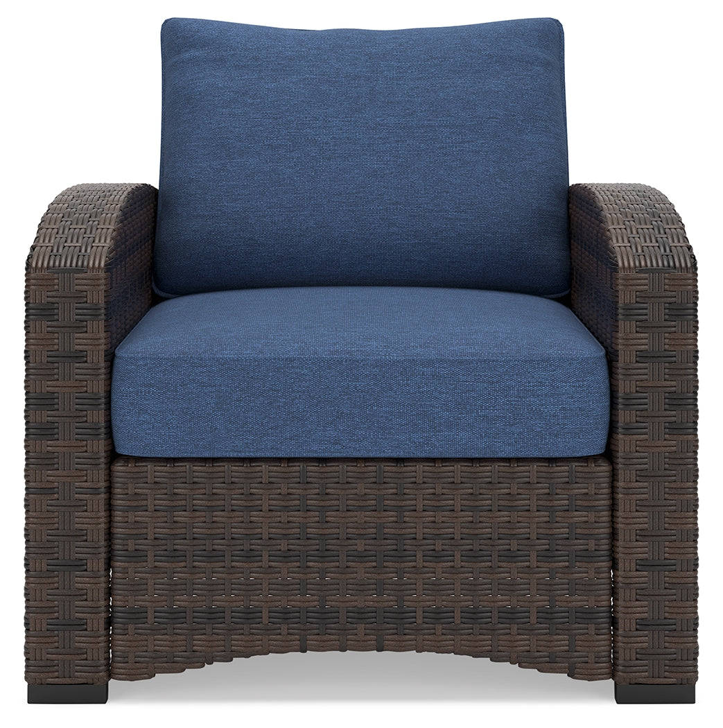 Windglow Blue/Brown Outdoor Lounge Chair with Cushion