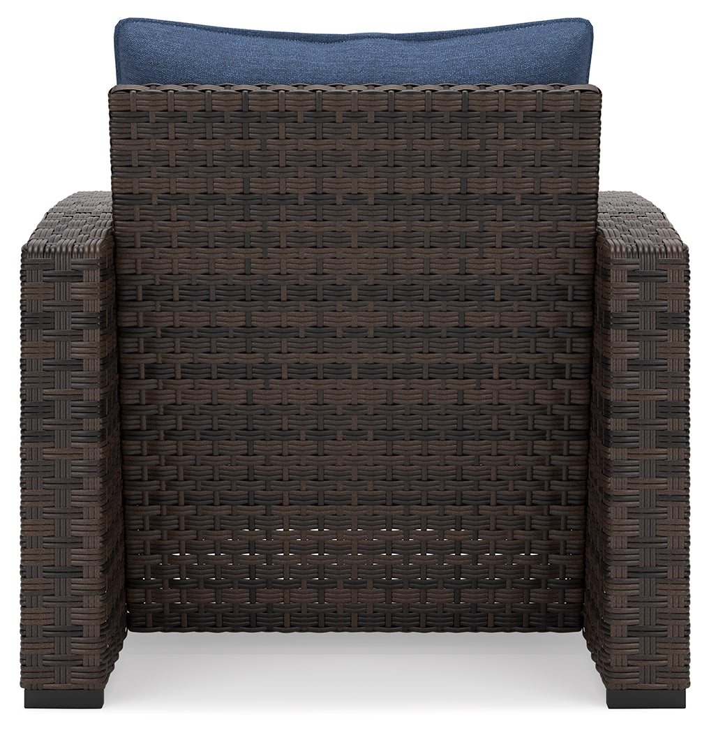 Windglow Blue/Brown Outdoor Lounge Chair with Cushion