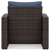 Windglow Blue/Brown Outdoor Lounge Chair with Cushion