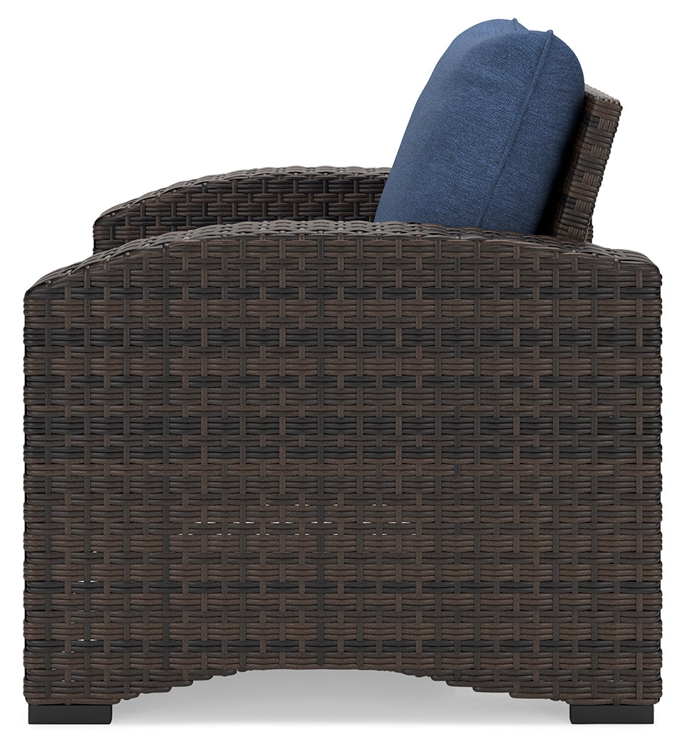 Windglow Blue/Brown Outdoor Lounge Chair with Cushion