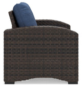 Windglow Blue/Brown Outdoor Lounge Chair with Cushion