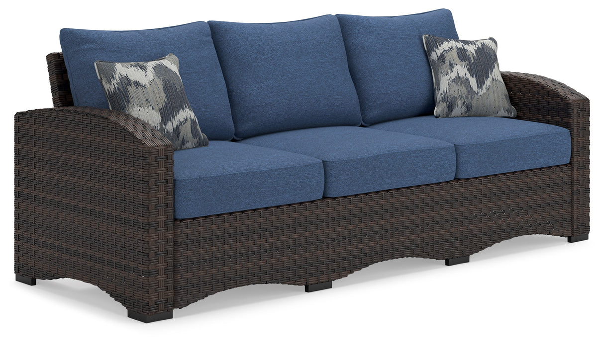 Windglow Blue/Brown Outdoor Sofa with Cushion