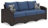 Windglow Blue/Brown Outdoor Sofa with Cushion