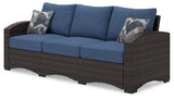 Windglow Blue/Brown Outdoor Sofa with Cushion