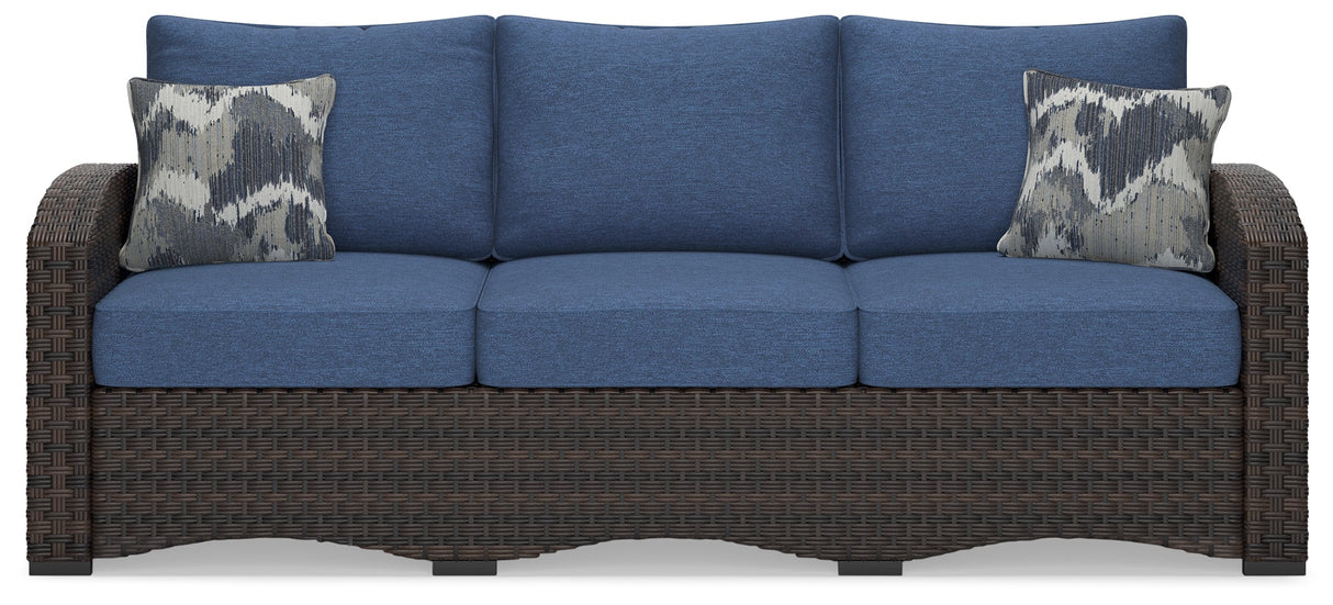 Windglow Blue/Brown Outdoor Sofa with Cushion