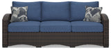 Windglow Blue/Brown Outdoor Sofa with Cushion