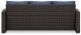 Windglow Blue/Brown Outdoor Sofa with Cushion