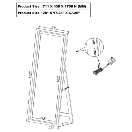 Windrose Black Full Length Floor Standing Tempered Mirror with LED Lighting by Coaster at Eve Furniture