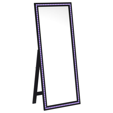 Windrose Black Full Length Floor Standing Tempered Mirror with LED Lighting by Coaster at Eve Furniture