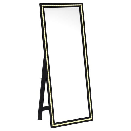 Windrose Black Full Length Floor Standing Tempered Mirror with LED Lighting by Coaster at Eve Furniture