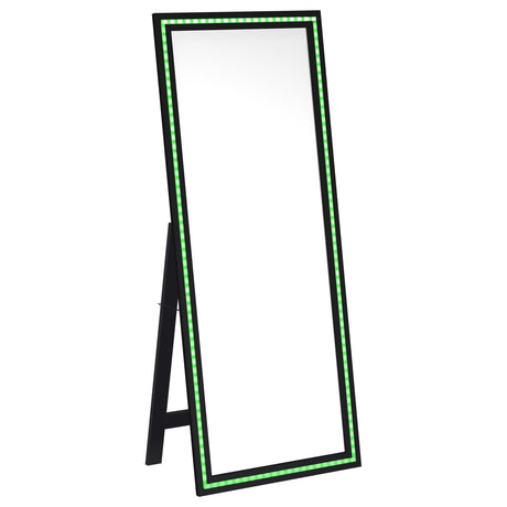 Windrose Black Full Length Floor Standing Tempered Mirror with LED Lighting by Coaster at Eve Furniture