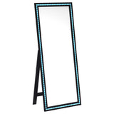 Windrose Black Full Length Floor Standing Tempered Mirror with LED Lighting