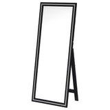 Windrose Black Full Length Floor Standing Tempered Mirror with LED Lighting