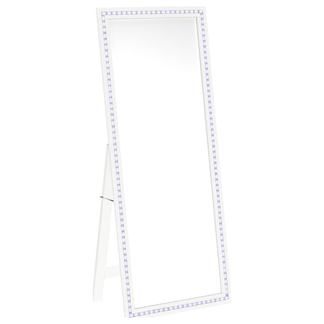 Windrose White Full Length Floor Standing Tempered Mirror with LED Lighting