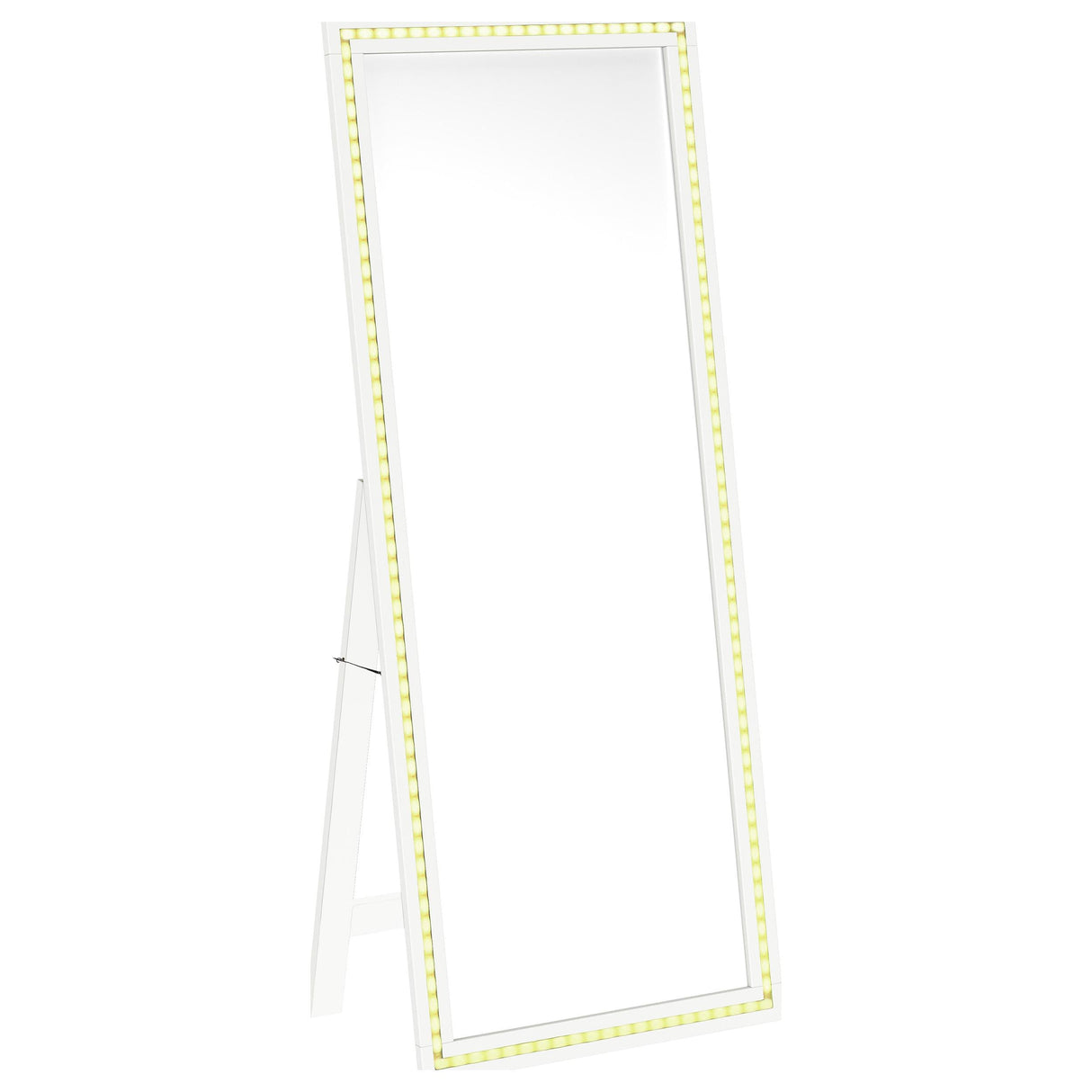 Windrose White Full Length Floor Standing Tempered Mirror with LED Lighting