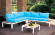 Winona White/Oak/Blue Patio Sectional w/ Ottoman by Furniture of America at Eve Furniture