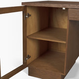 Winsford Two-Tone Oak Writing Desk w/ Glass Doors by Mercana at Eve Furniture